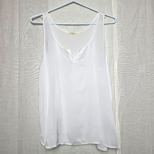 Sack's Women's White V-Neck Silk Lightweight Effortless Elegant Blouse Tank Top